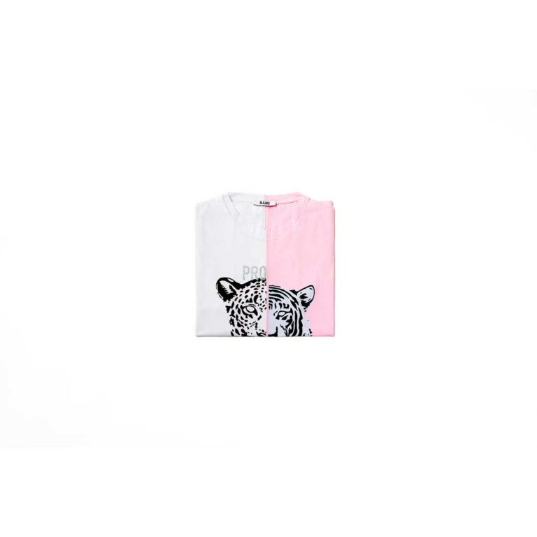 T-SHIRT TIGER BICOLORE BIANCO ROSA - immagine 2