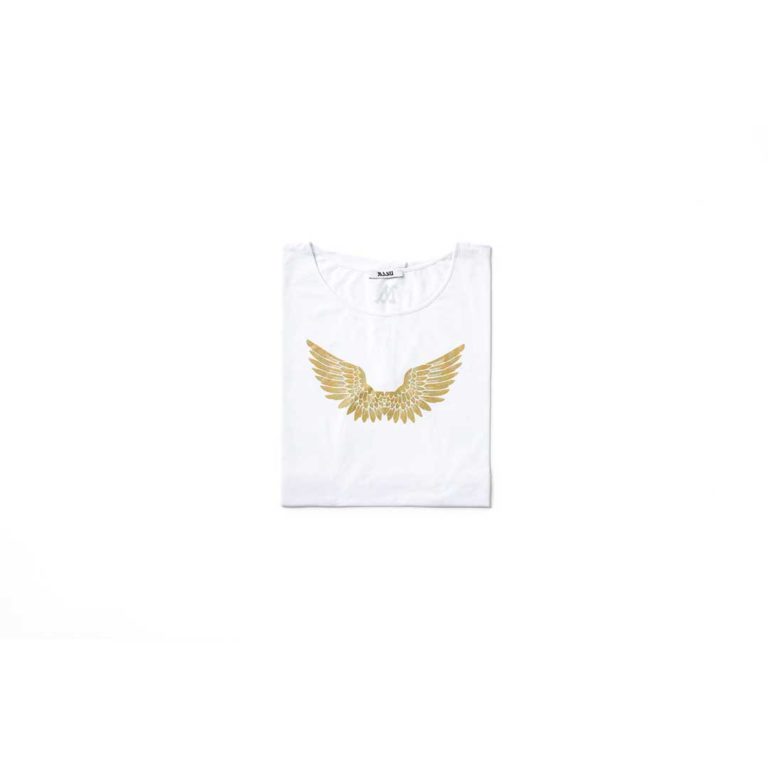 T-SHIRT SHORT GOLD ANGEL GLITTER - Image 2