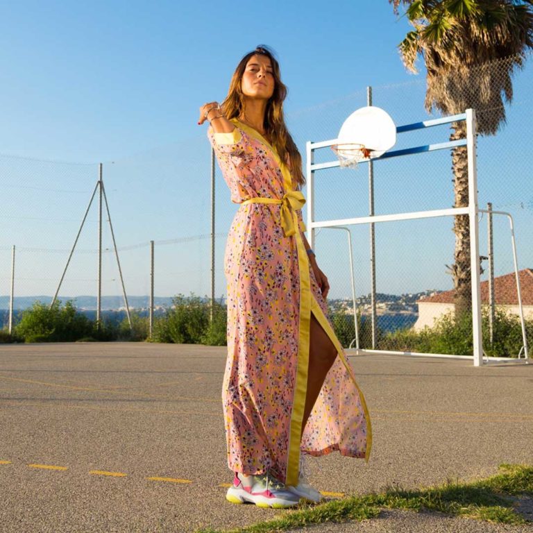 KIMONO FIORI GIALLO ROSA - immagine 2