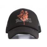 CASQUETTE NOIR IMPRIMÉ ROSE