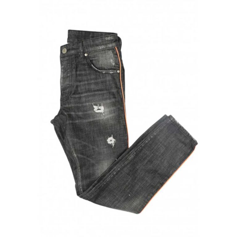 GREY JEANS WITH REFLEX ORANGE PIPING - Image 3